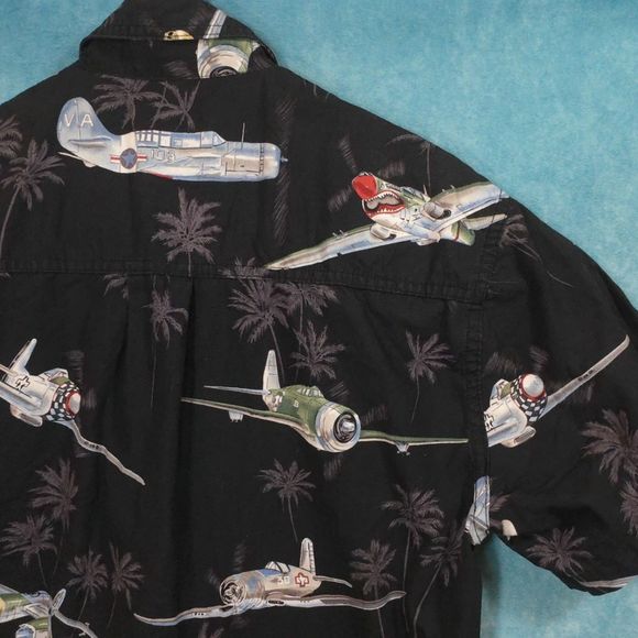 High Seas Trading Co. Airplanes & Palm Trees Button Up Men's Shirt, Size Small - Picture 3 of 6